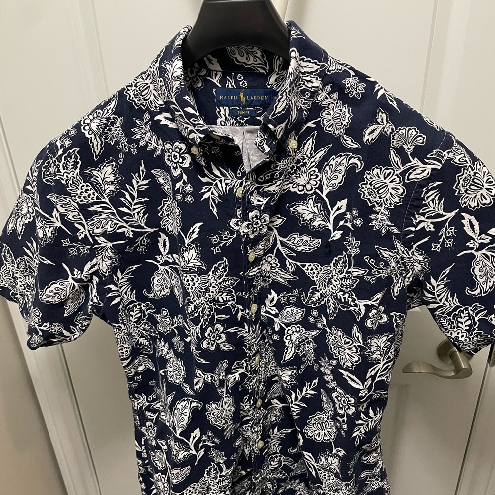 Ralph Lauren Blue and White Floral Men's Shirt